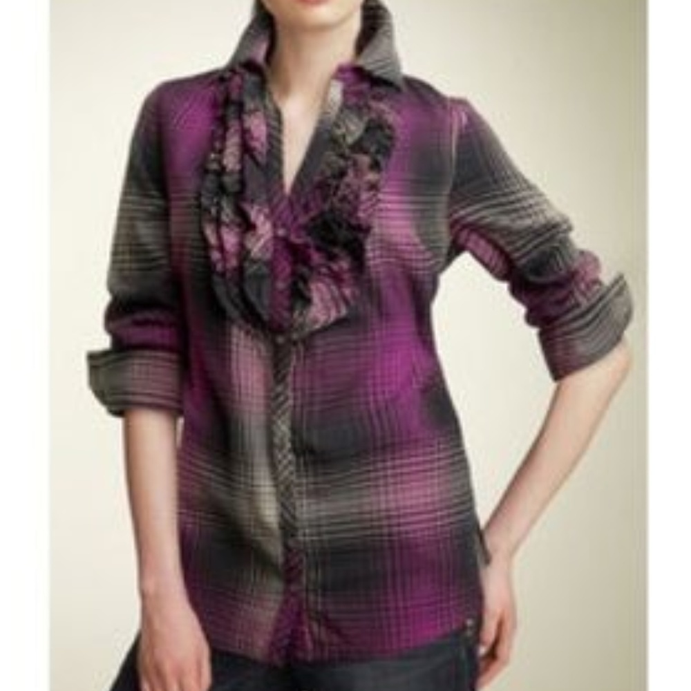 Joie women S "Fara" plaid tuxedo shirt flannel - Picture 2 of 7
